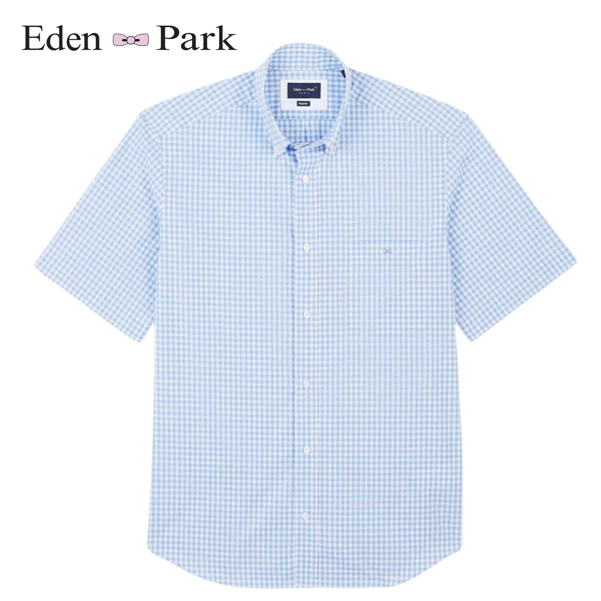 Eden Park Sky Blue Mini Check Shirt Blue
