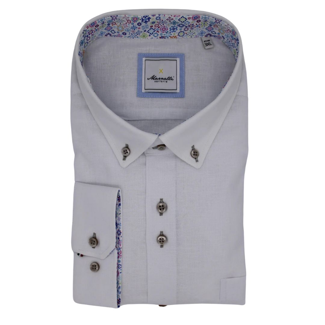 Marnelli Plain White Cotton Shirt White