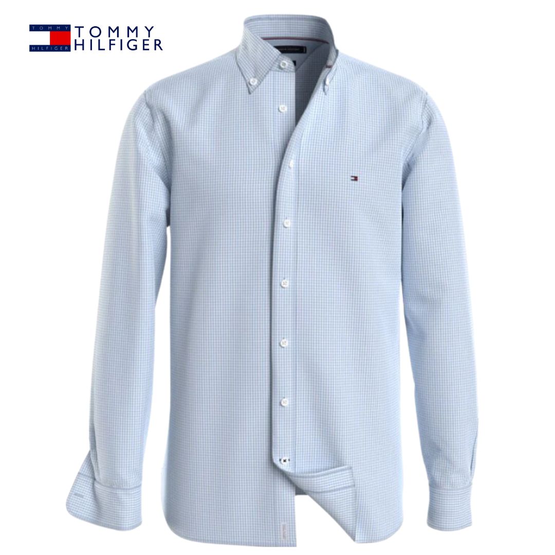 Tommy Hilfiger Flex Gingham Blue Shirt Sky Blue