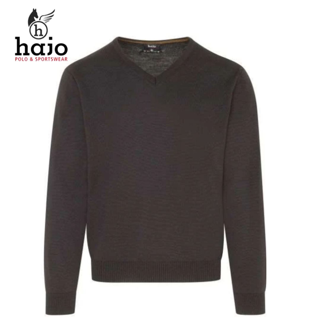 Hajo Merino Wool Black V-Neck Jumper Black