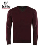 Hajo Merino Wool Winter Red V-Neck Knit Wine