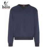 Hajo Merino Wool Navy V-Neck Jumper Navy