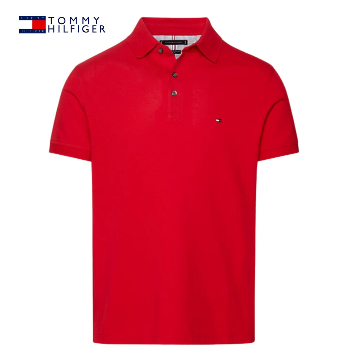 Tommy Hilfiger Flag Placket Red Polo Red