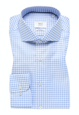 Eterna Sky Blue Classic Check Shirt Blue