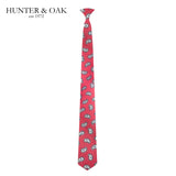 Hunter & Oak X-Long Pink Navy Detail Tie Pink