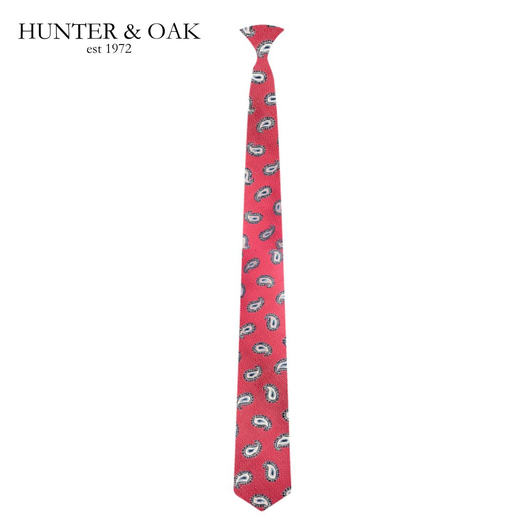 Hunter & Oak X-Long Pink Navy Detail Tie Pink