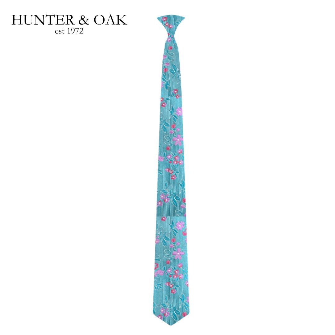 Hunter & Oak X-Long Teal Floral Tie Teal