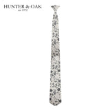 Hunter & Oak X-Long Silver Floral Tie Silver