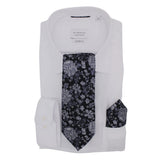 Hunter &Oak X-Long Black Grey Floral Tie Black