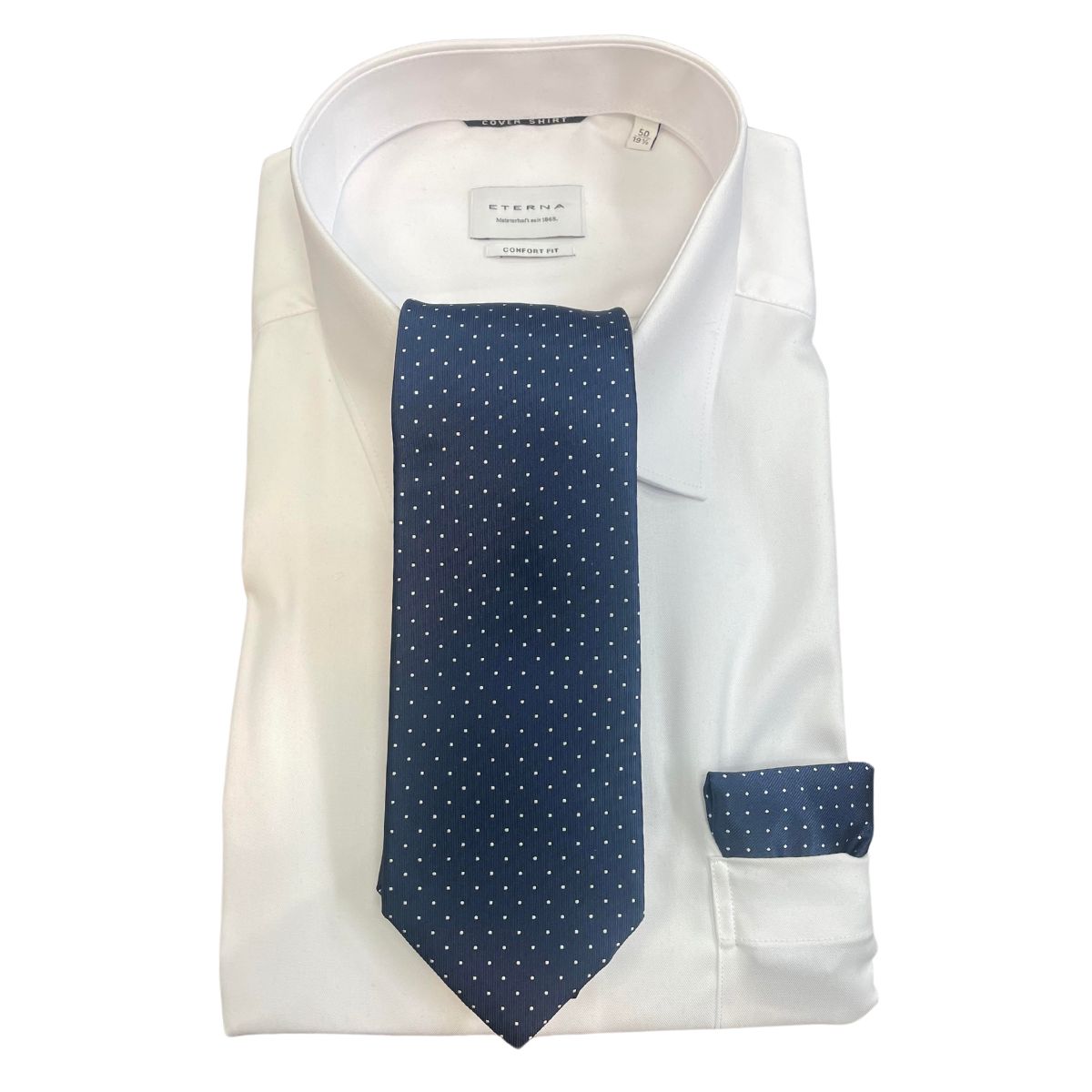 Hunter & Oak X-Long Navy Dotted Tie Navy