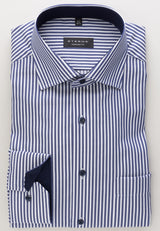 Eterna X-Tall Navy Stripe Shirt Navy