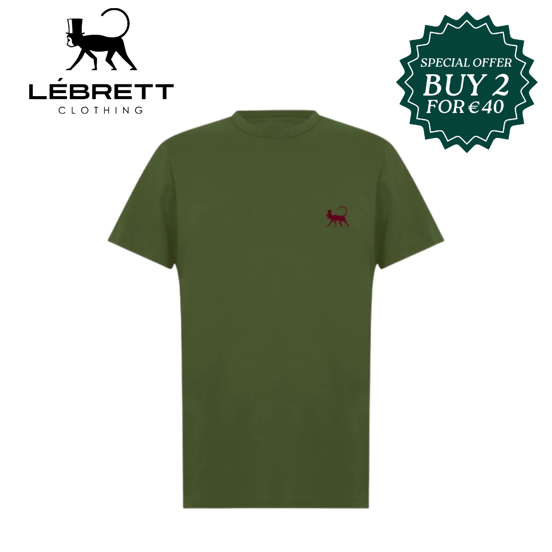 Lebrett Crew Neck Khaki Logo T-Shirt Green
