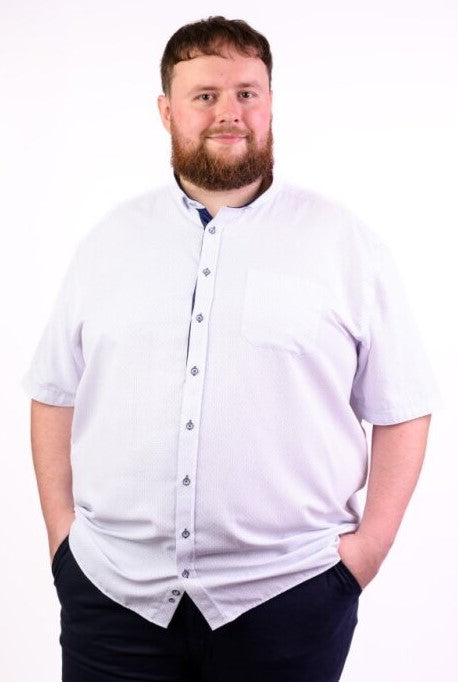 Mc Ivor Ultan White Shirt W/ Blue Print White