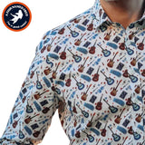 A Fish Named Fred Guitar Print Shirt White