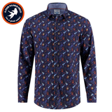 A Fish Named Fred Guitar Print Shirt Navy