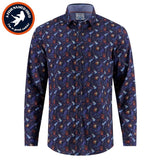 A Fish Named Fred Guitar Print Shirt Navy