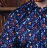 A Fish Named Fred Guitar Print Shirt Navy