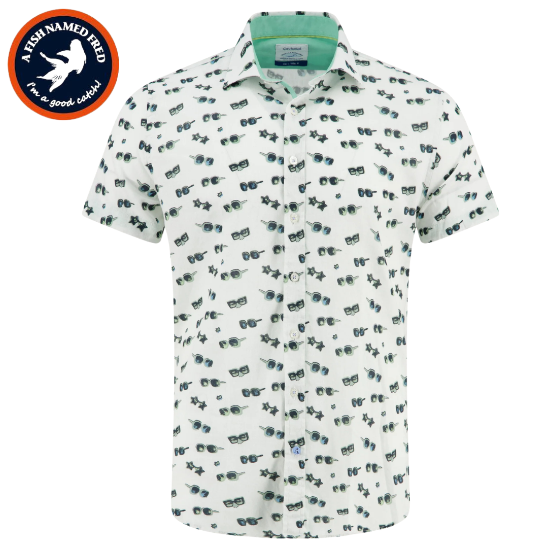A Fish Named Fred Sun Glasses Shirt White
