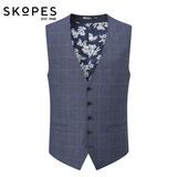Skopes Anello Xlong Blue Check Waistcoat Navy