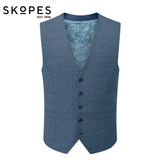 Skopes Anthony X-Long Check Waistcoat Blue
