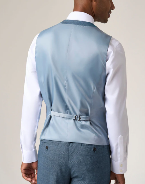 Skopes Anthony X-Long Check Waistcoat Blue