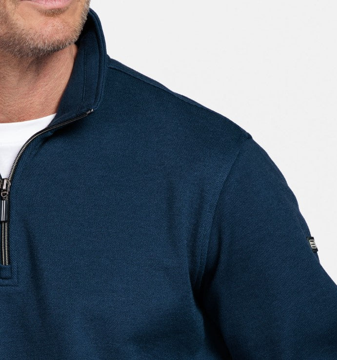Baileys 1/4 Zip Structured Blue Sweater Blue