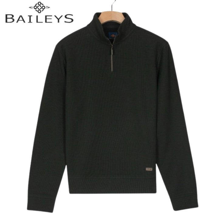 Baileys 1/4 Zip Jacqurd Dark Green Sweat Green