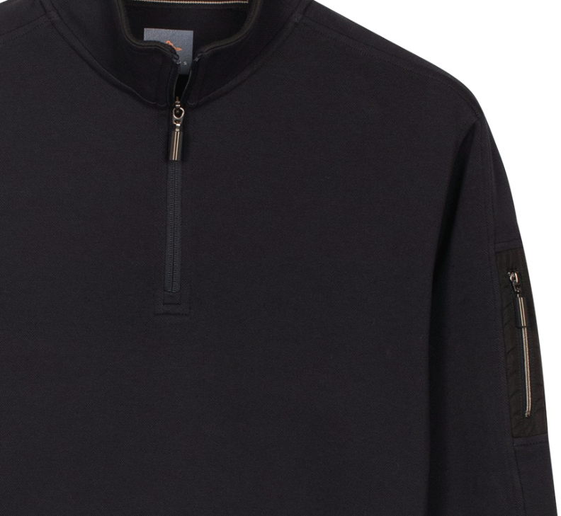Baileys 1/4 Zip Pique Navy Sweatshirt Navy