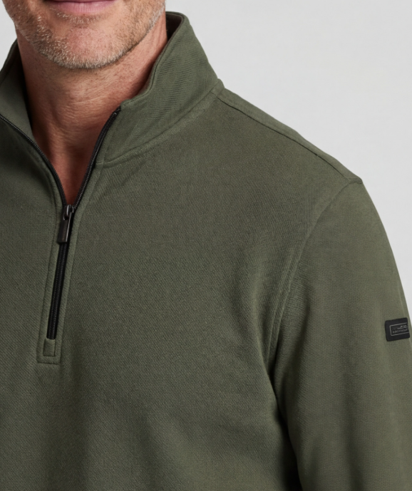 Baileys 1/4 Zip Structured Green Sweater Green