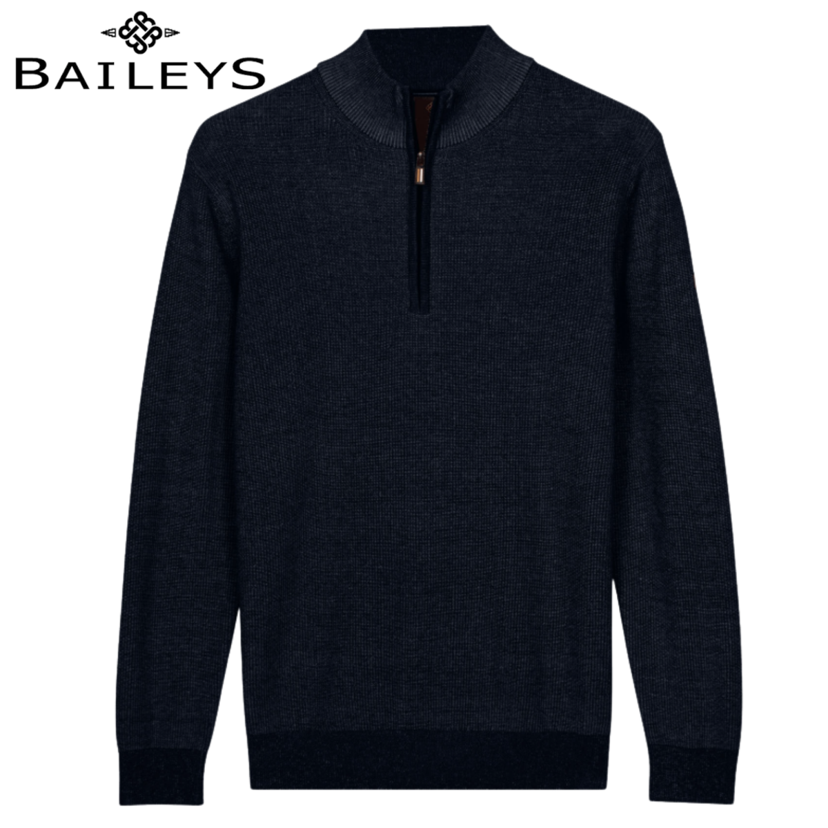 Baileys 1/4 Zip Ribbed Knit Sweatshirt Navy