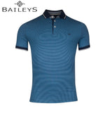 Baileys Jersey Self Stripe Polo Shirt Blue