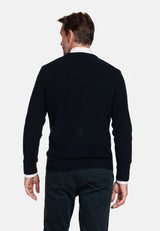 Baileys Cable Knit Navy Crew Neck Jumper Navy