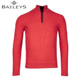 Baileys Quarter Zip Ribbed Knit Sweater Red