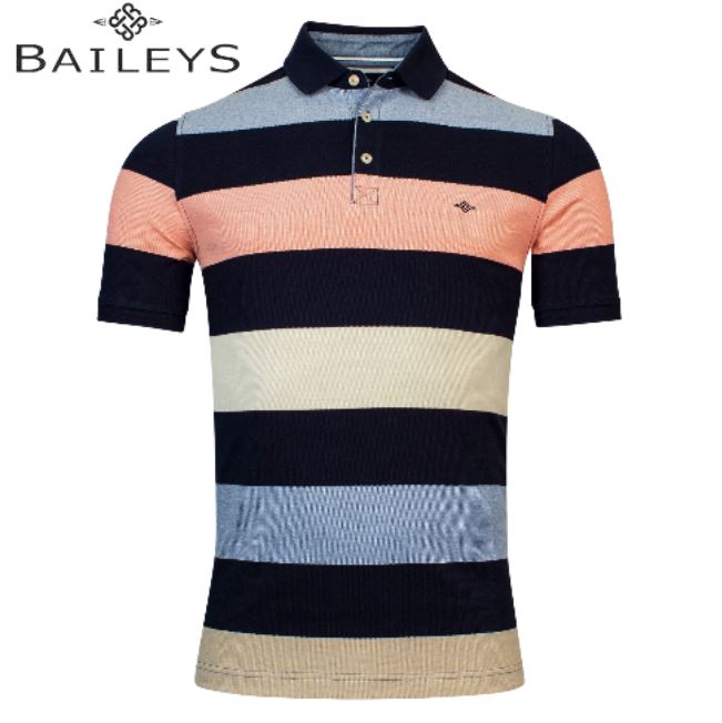 Baileys 2-Tone Stripe Coral Polo Pink