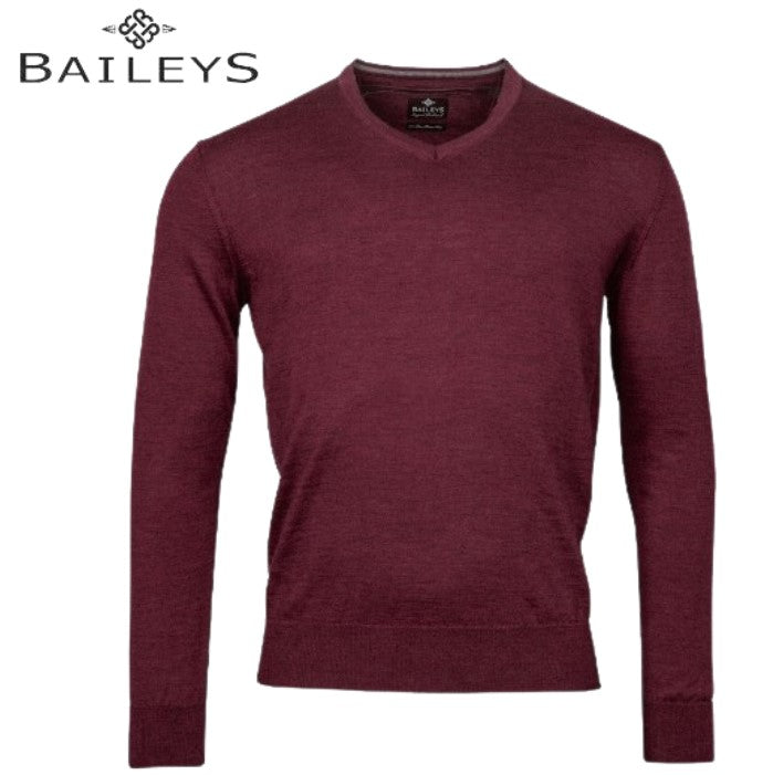 Baileys Cotton V-Neck Wine Knit Wine