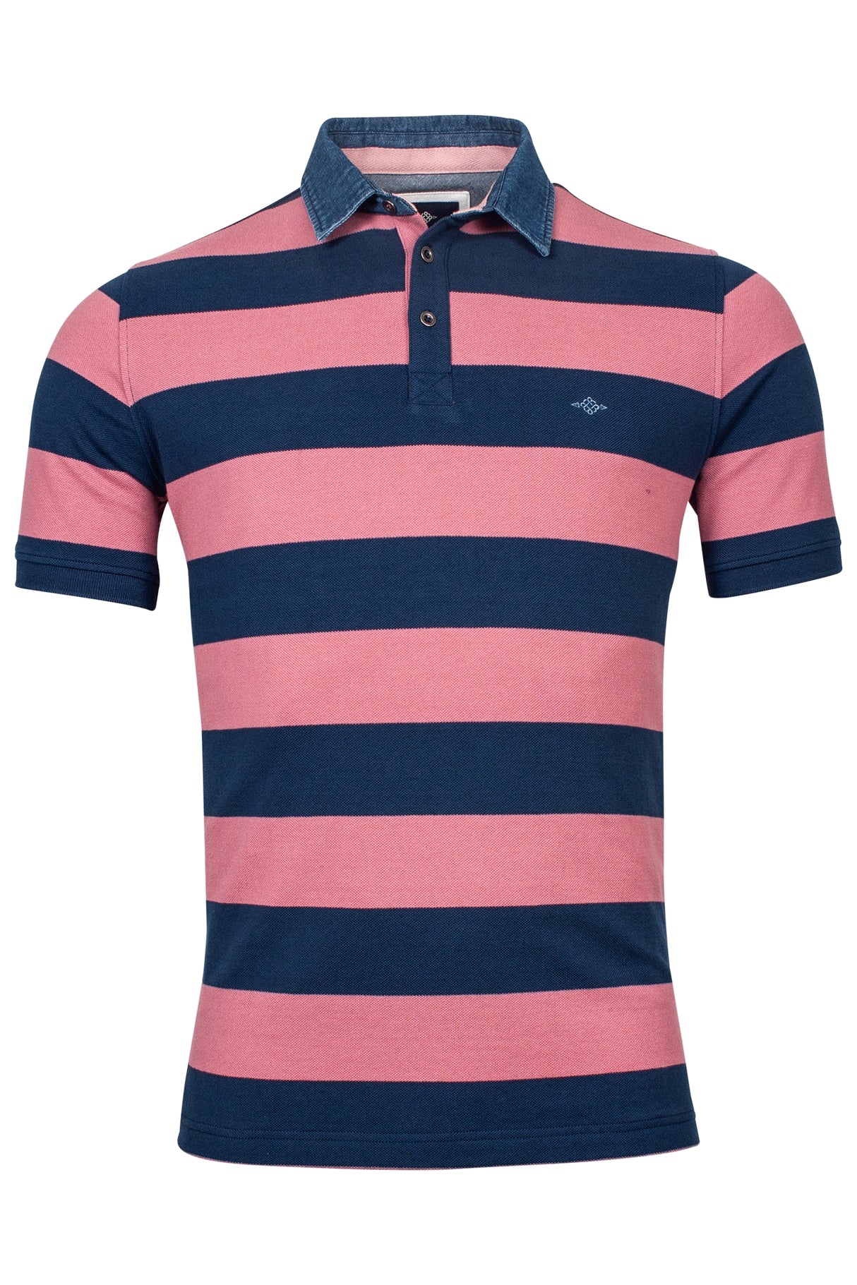 Baileys Denim Collar Red Stripe Polo Red