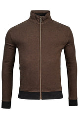 Baileys Full Zip Brown Jacquard Cardigan Brown