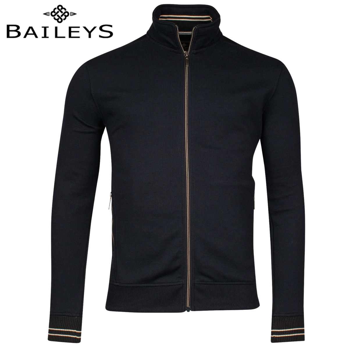 Baileys Honeycomb Weave Full Zip Sweater Navy