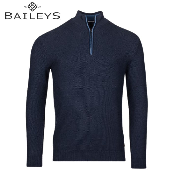 Baileys Quarter Zip Ribbed Navy Knit Navy