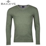 Baileys Classic Cotton Green V-Neck Knit Green