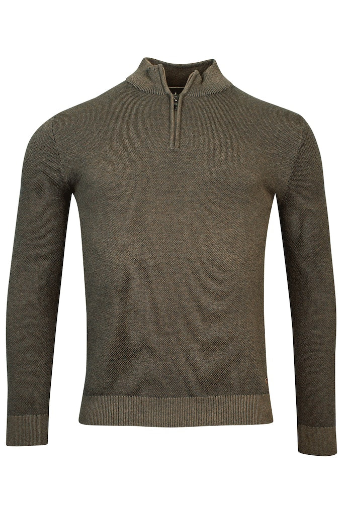 Baileys 1/4 Zip Taupe Knit Sweater Brown