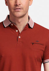 Baileys Contrast Collar Rust Pique Polo Orange