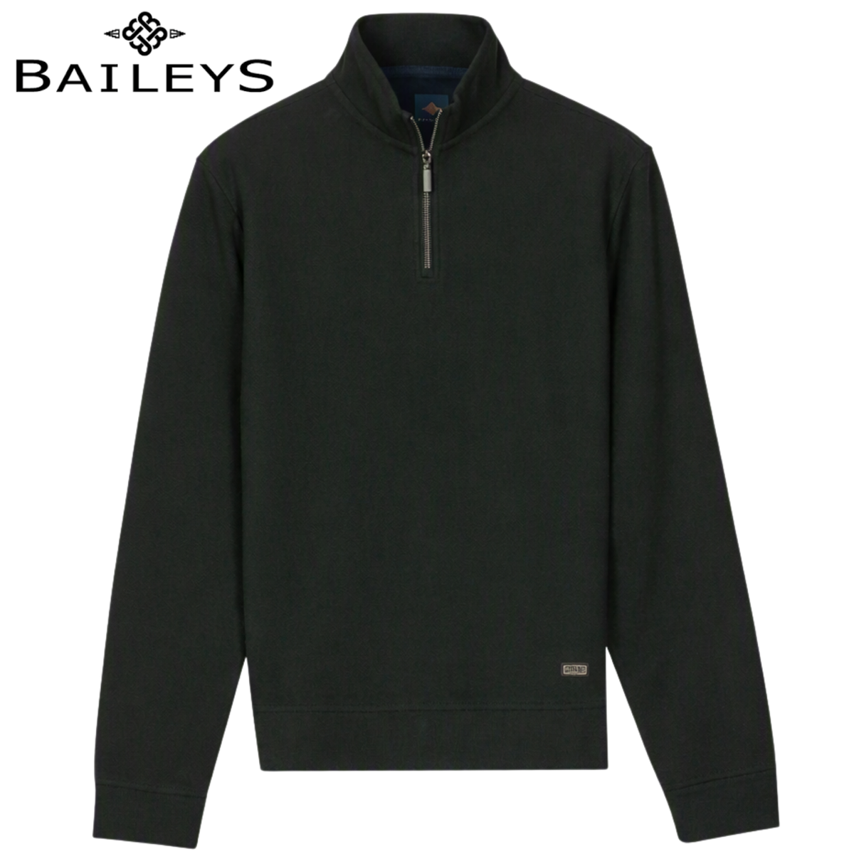 Baileys 1/4 Zip Jacquard Green Sweater Green