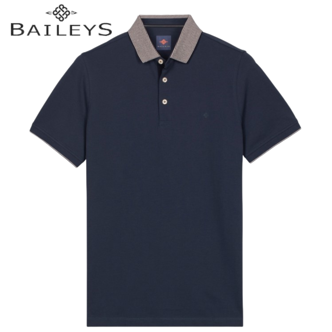 Baileys Stripe Collar Navy Polo Shirt Navy