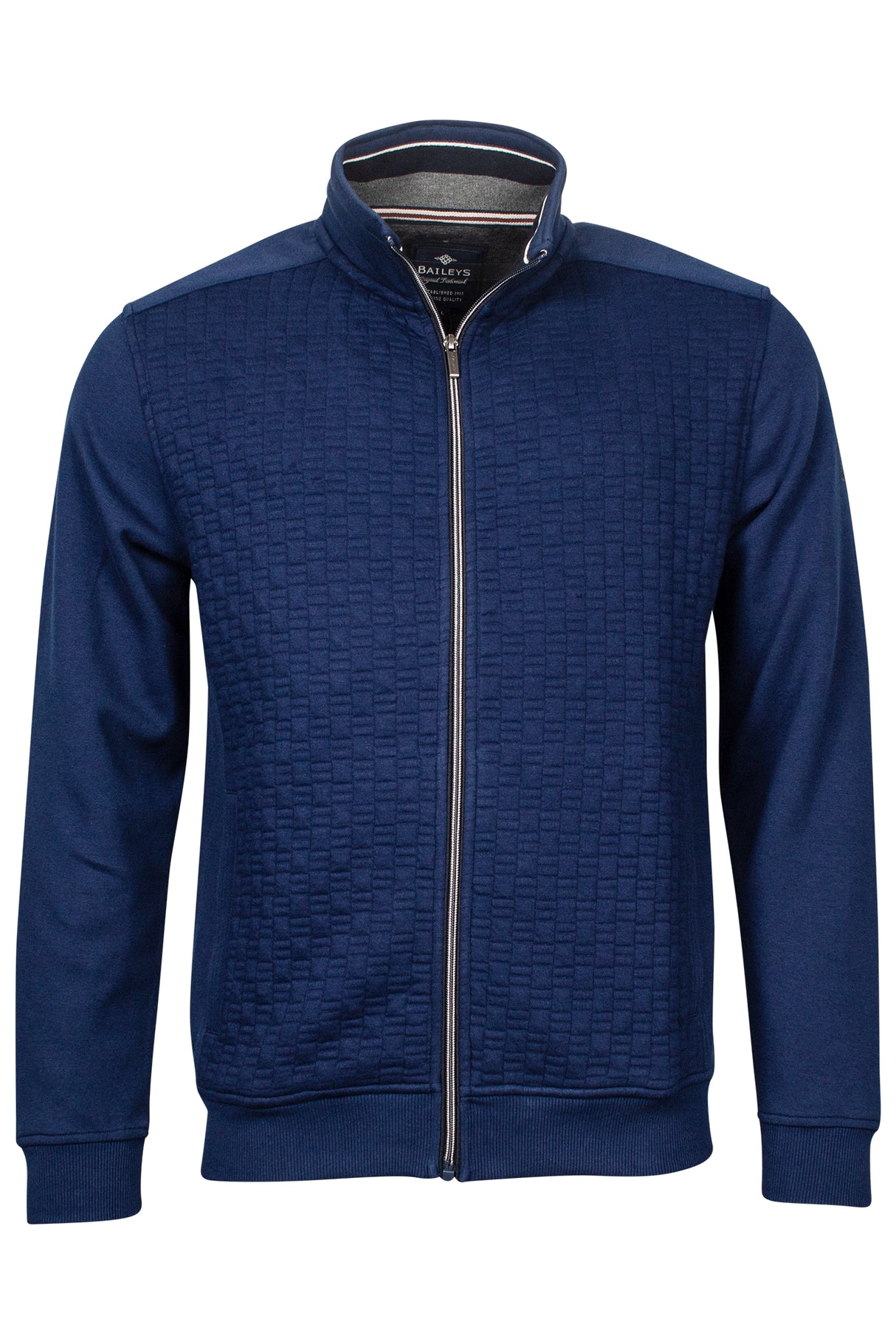Baileys Structured Blue Full Zip Sweater Blue