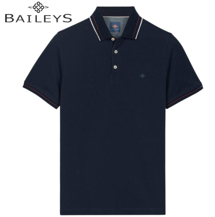 Baileys Textured Collar Navy Polo Navy