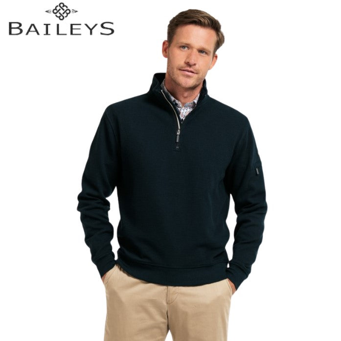 Baileys 1/4 Zip Navy Textured Sweatshirt Navy