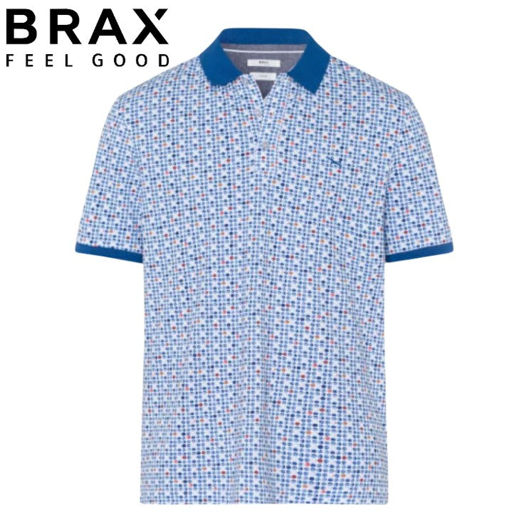 Brax Pico Blue Patterned Polo Blue