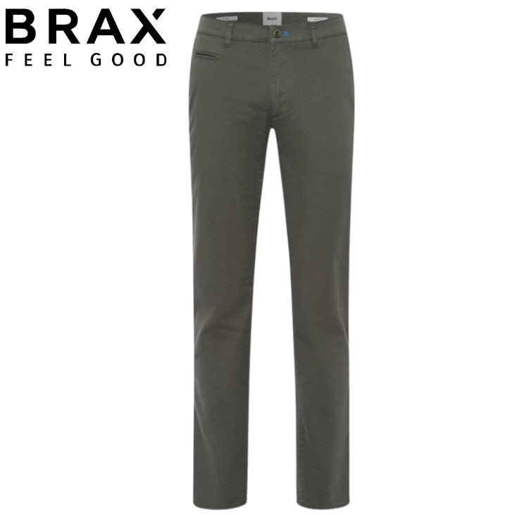 Brax X-Tall Fabio Stretch Olive Chinos Green