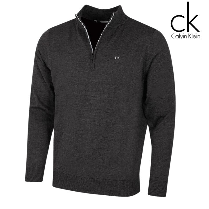 Calvin Klein Merino Wool Quarter Zip Charcoal
